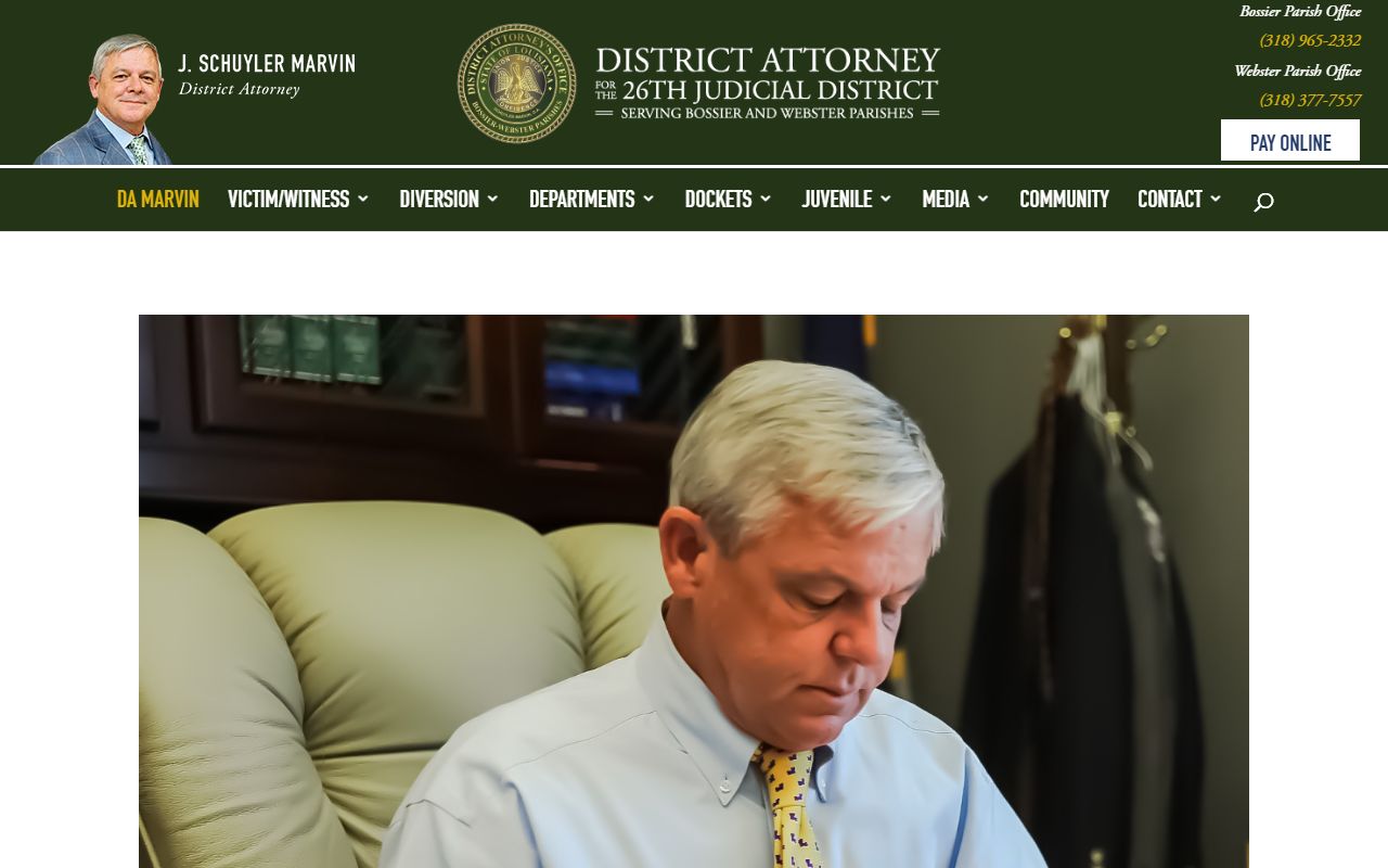Webster Parish court records District Attorney page